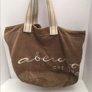 Abercrombie vintage beach tote bag brown signature